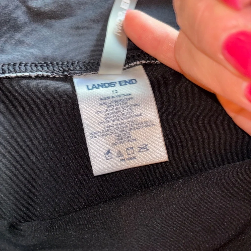 Lands End size 12 black/white polka dot bikini bottoms